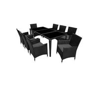 Salon de jardin - TECTAKE - Ensemble repas détente d'extérieur MENORCA cadre en aluminium avec 2 sets de housse - Noir