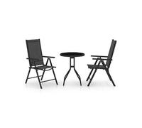 Mobilier de Bistro 3 pcs Aluminium et Textilène Noir Salon de Jardin vidaXL