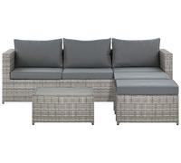 Salon de jardin angle droit modulable en polyrotin gris 5 places SABBIA