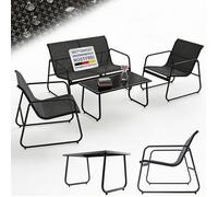 Juskys Salon de Jardin Genua 4 pièces - Anthracite, Ensemble Outdoor avec canapé Deux Places, Textile, Table et Banc, Structure Acier