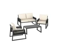 Salon de jardin - TECTAKE - Ensemble détente d'extérieur CAPTIVE 1 canapé 1 table 2 fauteuils résistants intempéries