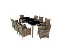 Salon de jardin - TECTAKE - Ensemble détente repas d'extérieur MENORCA 8 personnes avec cadre en aluminium résistant UV - Naturel