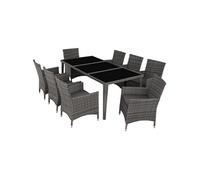 Salon de jardin - TECTAKE - Ensemble repas détente d'extérieur MENORCA cadre en aluminium avec 2 sets de housse - Gris Clair