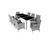 Salon de jardin - TECTAKE - Ensemble détente repas d'extérieur MENORCA 8 personnes avec cadre en aluminium résistant UV - Gris