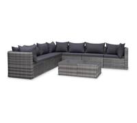 Salon de jardin avec coussin, résine tressée - Gris - 100 x 60 x 33 cm
