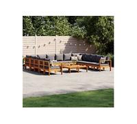 Vidaxl Salon De Jardin Avec Coussins 10 Pcs Bois D'acacia Solide