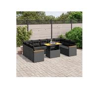 Salon de Jardin avec Coussins 10 pcs, Canapés de Terrasse, Ensemble de Meubles de Patio, Mobilier d'Extérieur, Noir 3273218