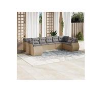vidaXL Salon de Jardin avec Coussins 10 pcs, Canapés de Terrasse, Ensemble de Meubles de Patio, Mobilier d'Extérieur, Beige Résine Tressée