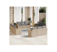 Salon de Jardin avec Coussins Canapés Patio 13 pcs Beige Résine Tressée vidaXL