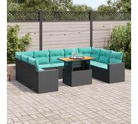 Salon de jardin avec coussins 10 pcs gris résine tressée vidaXL