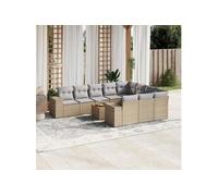 Vidaxl Salon De Jardin 11 Pcs Avec Coussins Beige Résine Tressée