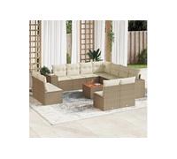 Vidaxl Salon De Jardin Avec Coussins 12 Pcs Beige Résine Tressée