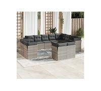 Vidaxl Salon De Jardin Avec Coussins 12 Pcs Gris Clair Résine Tressée