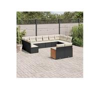 Salon de Jardin avec Coussins 12 pcs, Canapés de Patio, Ensemble de Meubles, Mobilier de Terrasse Extérieur, Noir 3260523
