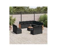 vidaXL Ensemble de 12 canapés de jardin avec coussins noir poly rotin