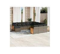 Salon de Jardin avec Coussins 12 pcs, Canapés de Patio, Ensemble de Meubles, Mobilier de Terrasse Extérieur, Gris 3260667