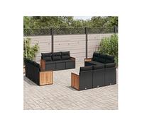 Salon de Jardin avec Coussins 12 pcs, Canapés de Terrasse, Ensemble de Meubles de Patio, Mobilier d'Extérieur, Noir 3259913