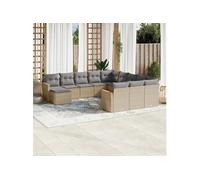 Vidaxl Salon De Jardin Et Coussins 12 Pcs Mélange Beige Résine Tressée