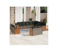 Salon de Jardin avec Coussins 12 pcs, Canapés de Terrasse, Ensemble de Meubles de Patio, Mobilier d'Extérieur, Gris 3260597