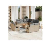 Vidaxl Salon De Jardin Avec Coussins 12 Pcs Beige Résine Tressée