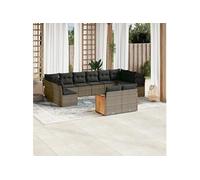 Salon de Jardin avec Coussins 12 pcs, Canapés de Terrasse, Ensemble de Meubles de Patio, Mobilier d'Extérieur, Gris 3228125