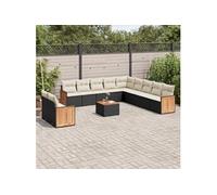 vidaXL Ensemble de 12 canapés de jardin avec coussins noir poly rotin