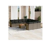 Salon de Jardin avec Coussins 12 pcs, Canapés de Terrasse, Ensemble de Meubles de Patio, Mobilier d'Extérieur, Gris 3256242