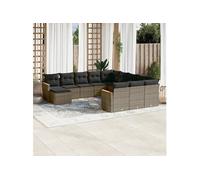 Salon de Jardin avec Coussins 12 pcs, Canapés de Terrasse, Ensemble de Meubles de Patio, Mobilier d'Extérieur, Gris 3226585