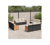 Salon de Jardin avec Coussins 12 pcs, Canapés de Terrasse, Ensemble de Meubles de Patio, Mobilier d'Extérieur, Noir 3259914