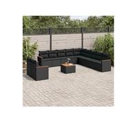 Vidaxl Salon De Jardin 12 Pcs Avec Coussins Noir Résine Tressée