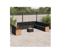 Vidaxl Salon De Jardin 12 Pcs Avec Coussins Noir Résine Tressée