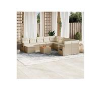 Salon de Jardin avec Coussins 12 pcs, Canapés de Terrasse, Ensemble de Meubles de Patio, Mobilier d'Extérieur, Beige 3224861