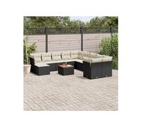 Salon de Jardin avec Coussins 12 pcs, Canapés de Terrasse, Ensemble de Meubles de Patio, Mobilier d'Extérieur, Noir 3223977
