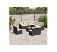 Salon de Jardin avec Coussins 12 pcs, Canapés de Terrasse, Ensemble de Meubles de Patio, Mobilier d'Extérieur, Noir 3224180
