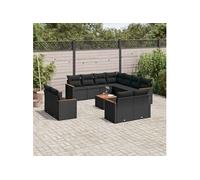 Vidaxl Salon De Jardin 12 Pcs Avec Coussins Noir Résine Tressée