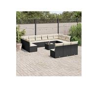 Vidaxl Salon De Jardin Avec Coussins 14 Pcs Noir Résine Tressée