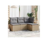 Salon de jardin avec coussins 4 pcs beige résine tressée 3249338