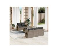 Vidaxl Salon De Jardin 6 Pcs Avec Coussins Gris Résine Tressée