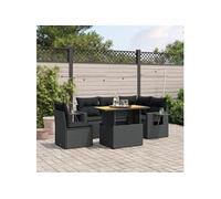 vidaXL Salon de jardin 3271755 – Ensemble 6 pcs avec coussins, résine tressée Noir