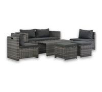 vidaXL Salon de jardin 6 pièces avec coussins en résine tressée gris
