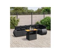 vidaXL Salon de jardin 7 pcs avec coussins – Canapés terrasse résine tressée noir