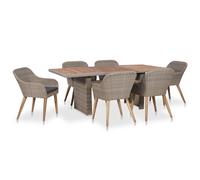 Salon de Jardin avec Coussins 7 pcs Résine Tressée Mobilier à Dîner vidaXL