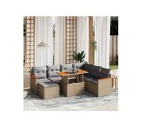 vidaXL Salon de Jardin avec Coussins 8 pcs, Canapés de Terrasse, Ensemble de Meubles de Patio, Mobilier d'Extérieur, Beige 3276055 Or G