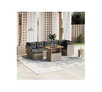 vidaXL Ensemble de jardin canapé 8 pièces avec coussins Gris poly rotin