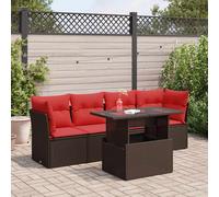 Salon de Jardin avec Coussins Canapé Balcon 5pcs Résine Tressée Acacia vidaXL