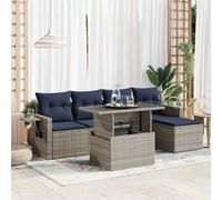 Vidaxl Salon De Jardin Avec Coussins 6 Pcs Gris Résine Tressée Acacia