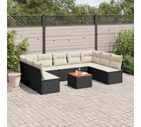 Vidaxl Salon De Jardin 10 Pcs Avec Coussins Noir Résine Tressée