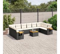 Vidaxl Salon De Jardin 10 Pcs Avec Coussins Noir Résine Tressée