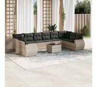 Vidaxl Salon De Jardin 11 Pcs Avec Coussins Gris Clair Résine Tressée