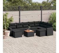 Vidaxl Salon De Jardin 10 Pcs Avec Coussins Noir Résine Tressée
